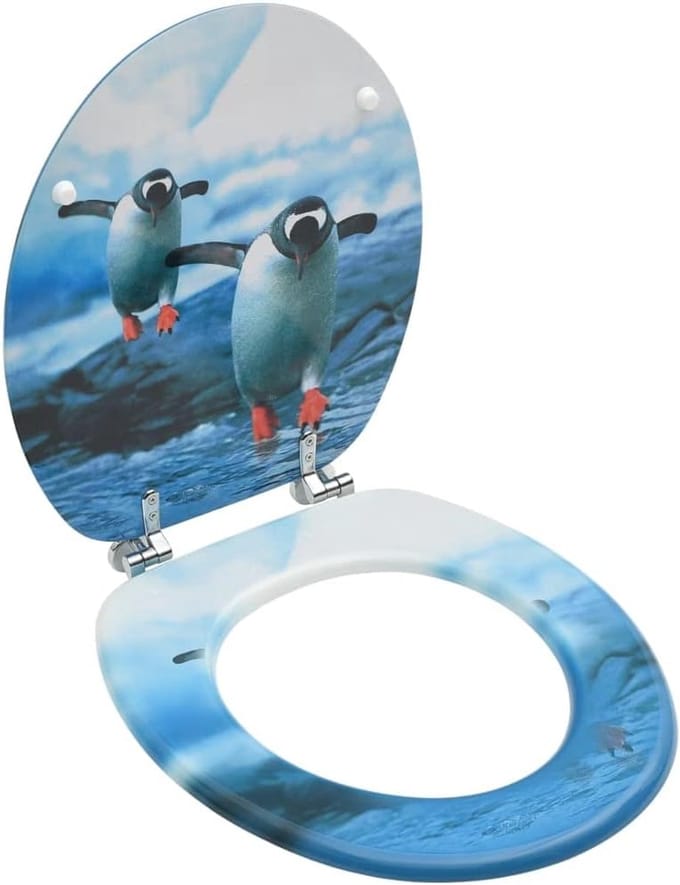 Toiletbril met Deksel Ovaal MDF Softclose Universele Pasvorm