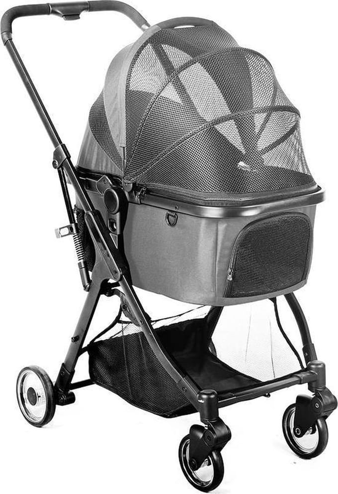 Hondenbuggy Primeline Urban donkergrijs deluxe - tot 10 kg