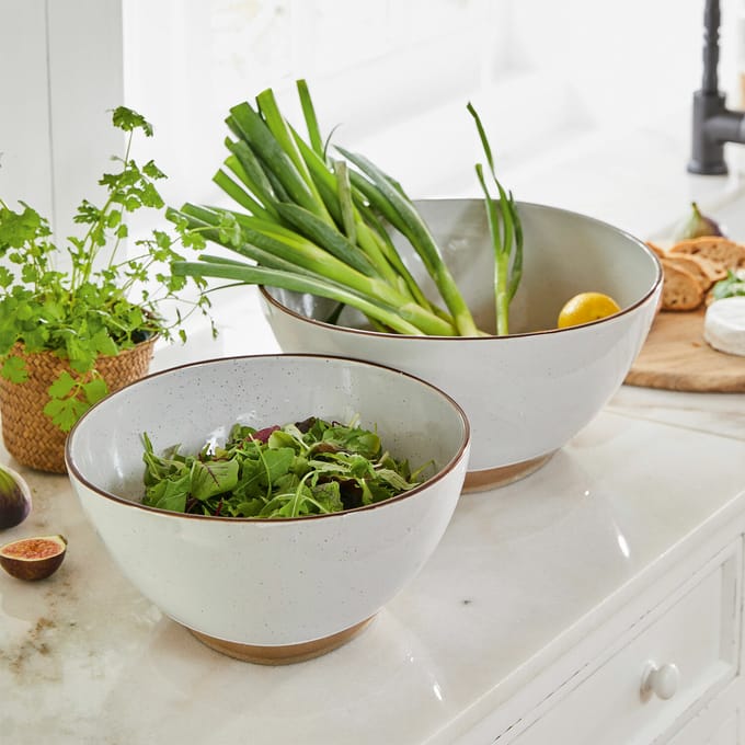 LOBERON Saladekom set van 2 Biarré wit