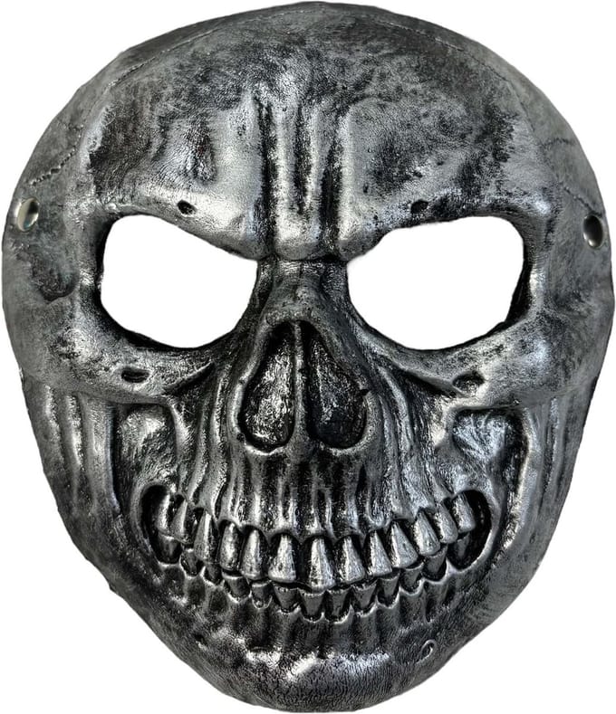 Masker Schedel grijs - Zilver - foam latex - Halloween