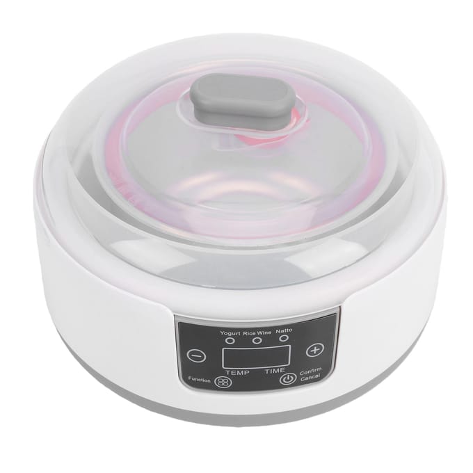 Automatische Yoghurtmaker 1.2L LED Display Roestvrij Staal Constante Temperatuur Yoghurt Machine met Instelbare Temperatuur L white