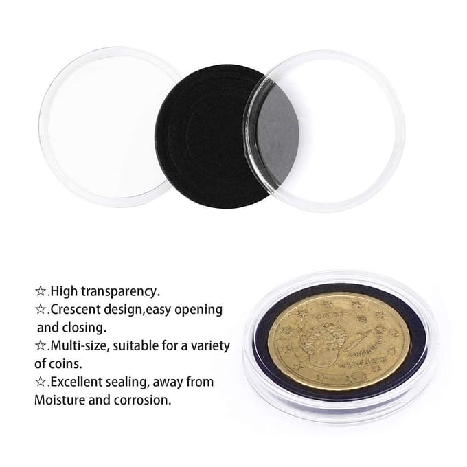 Pakking Munt Capsule Pads Bescherm Case 17/20/25/27/30mm 100st Houder Opbergdoos transparant
