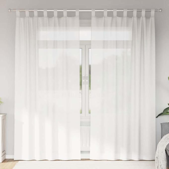 vidaXL - Gordijnen - met - lussen - 2 - st - 140x245 - cm - wit