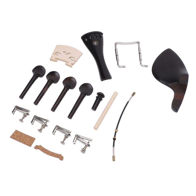 15-delige Viool Accessoires Kit 3 4 4 4 Volledige Maat Universeel Ebbenhout Metaal Vervangingsonderdelen Set black