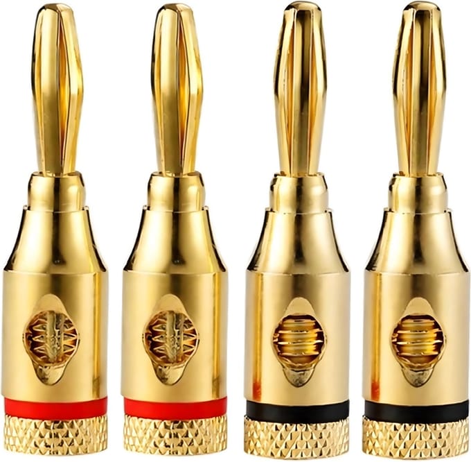 DEGG® - Banaanstekker voor luidsprekerkabel - Gold plated - Vergulde pluggen - 4mm - Luidsprekerstekker - 4 STUK(S)
