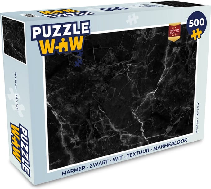 Puzzel Marmer - Zwart - Wit - Textuur - Marmerlook - Legpuzzel - Puzzel 500 stukjes
