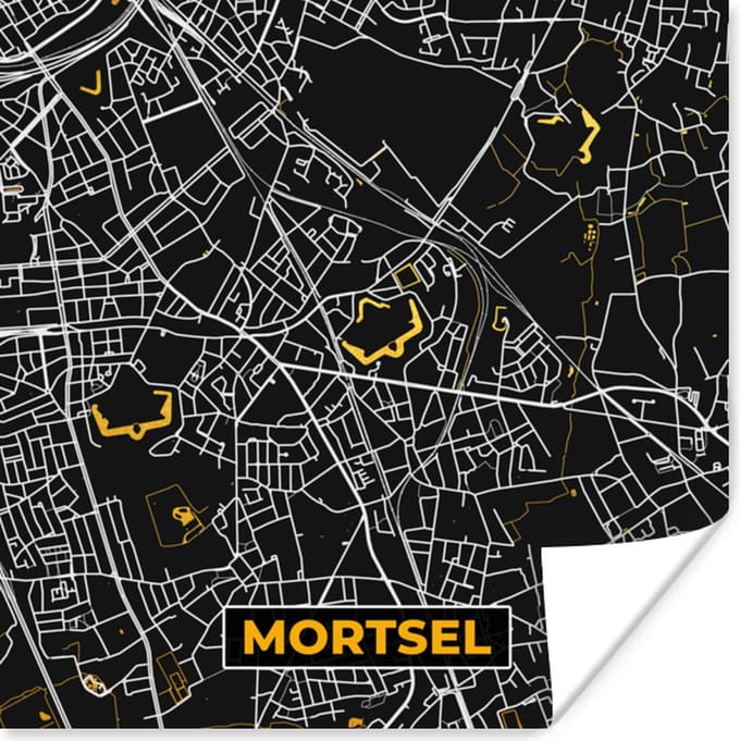 Poster Mortsel - Plattegrond - Stadskaart - Goud - Kaart - 75x75 cm