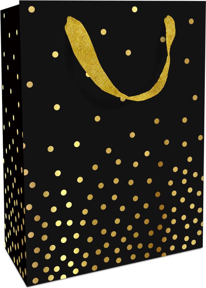 Tasje 26x36x13cm Golden Dots zwart