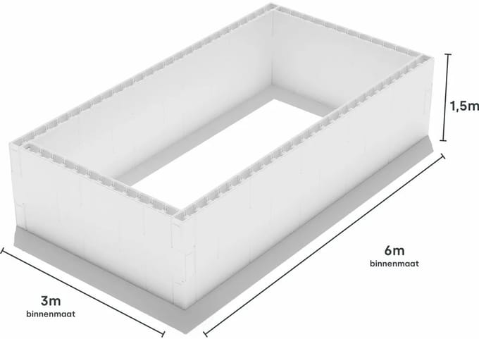 Zwembad blokkenset - 6,00 x 3,00 x 1,50 m