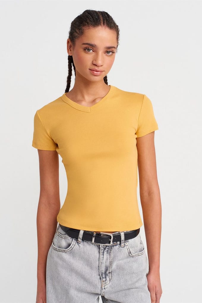 Slim Fit Katoenen V-hals T-Shirt
