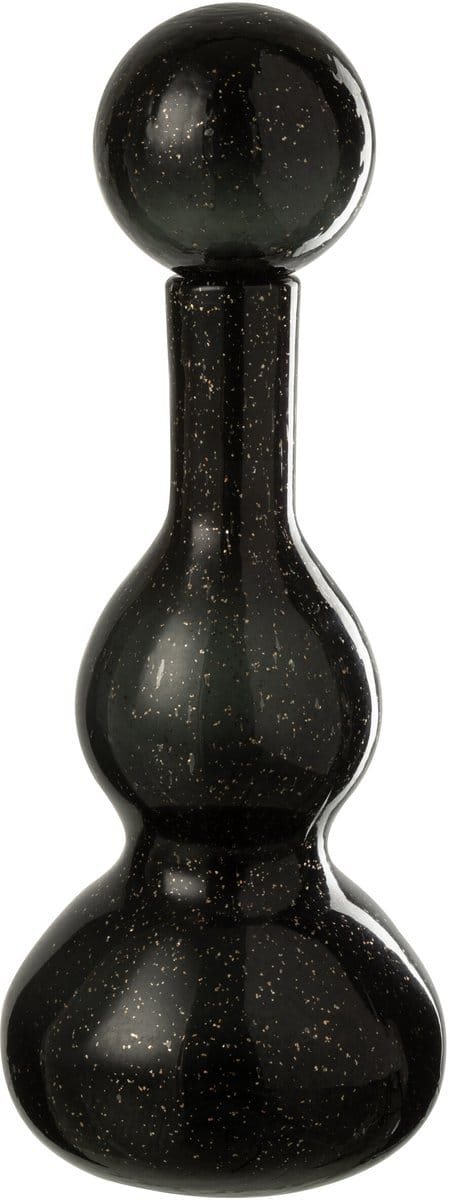 J-Line decoratoe Fles + Stop Carol - glas - zwart - small