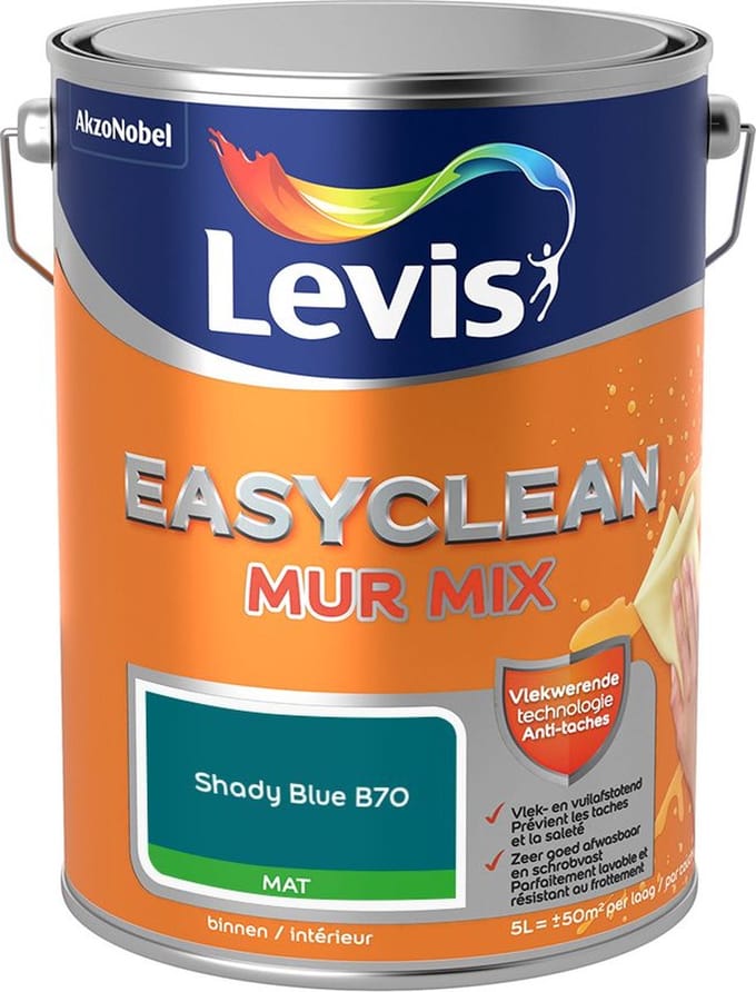Levis - Easyclean Mur Mat Mix - Shady Blue B70 - Mengverf - 5 L