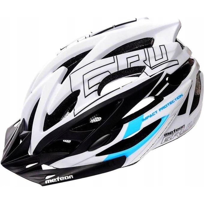 Meteor - Fietshelm - Gruver - maat L 58-61 cm wit/zwart/blauw