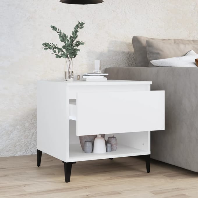vidaXL - Bijzettafel - 50x46x50 - cm - bewerkt - hout - wit