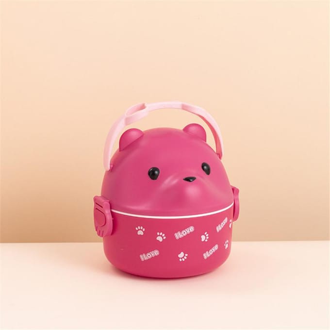 Boîte à bento empilable portable mignonne boîte à lunch pour enfants boîte à lunch à double couche contenant de stockage de nourriture boîte à bento thermique pour lunettes ours