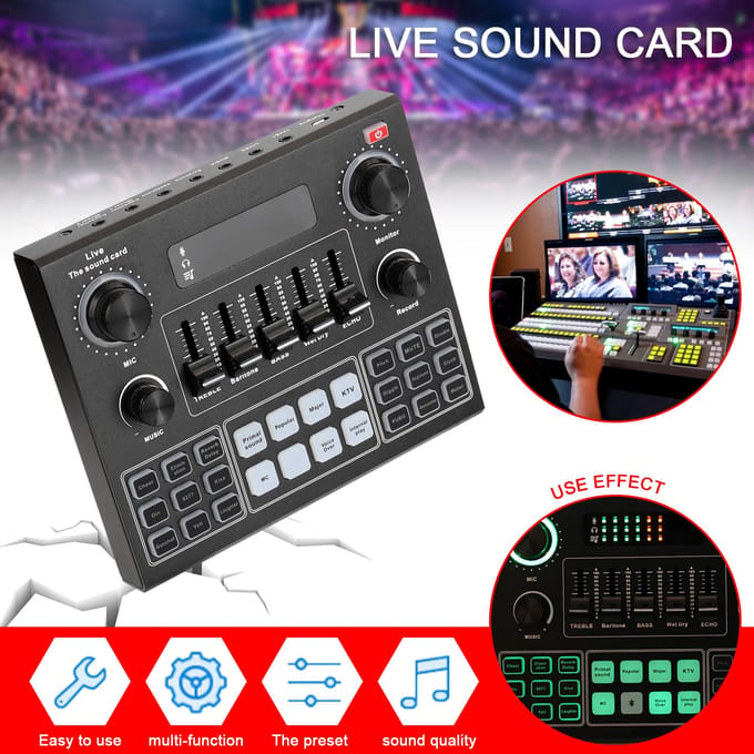 Multifunctionele Live V9-geluidskaart en BM800 ophangmicrofoonset voor uitzendingsopname gray