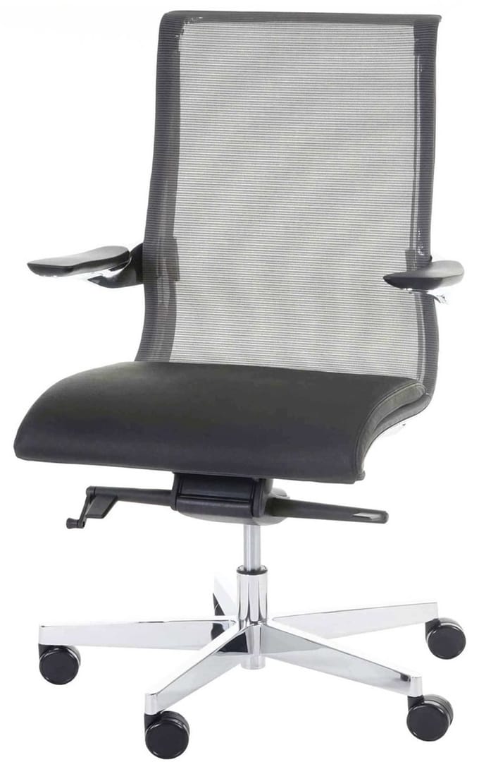 Bureaustoel MERRYFAIR Saville, bureaustoel draaistoel, leder/mesh combinatie zwart ~ Standaard