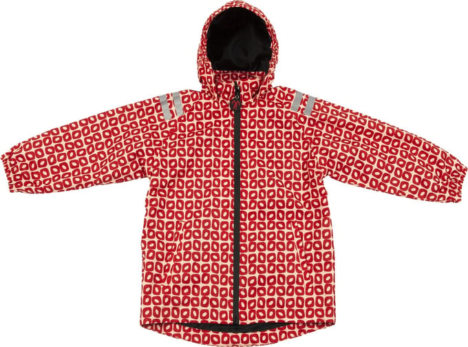 Ducksday - Regenjas voor kinderen - Funky Red - 12 y - reflectoren - ademend - winddicht - waterdicht