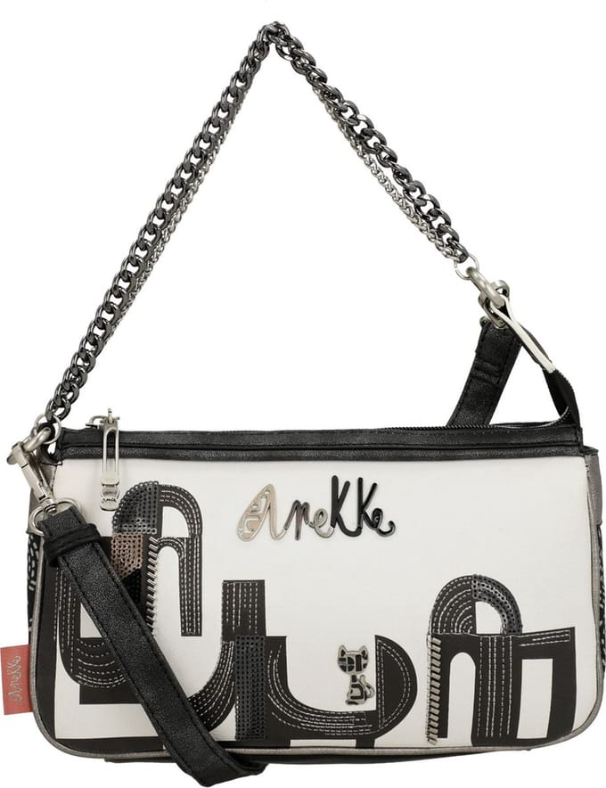 Anekke Schoudertas Peace & Love Nature Sixties Crossbody Bag Black & White Wit