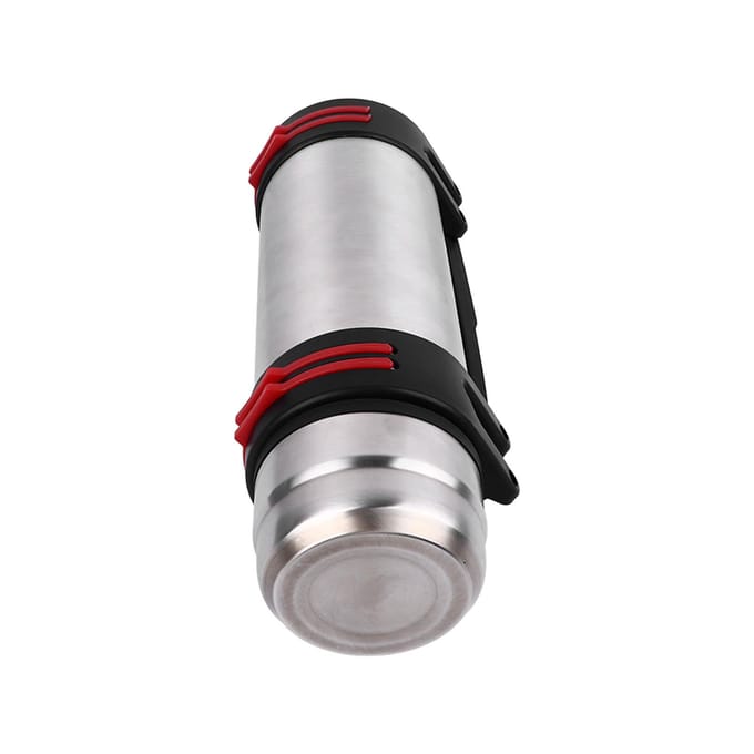 Thermosfles 2L Roestvrij Staal met 2 Deksel Druktype Lekdicht Draagbaar Handvat Water white
