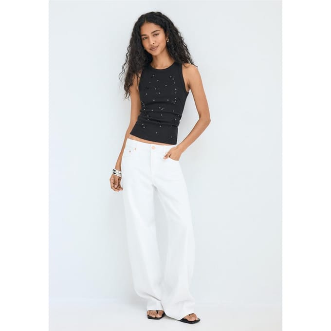 Stradivarius Racerback top met steentjes  Zwart S