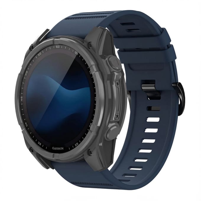 imoshion QuickFit® Stripe Siliconenbandje - Garmin 26 mm aansluiting - Donkerblauw