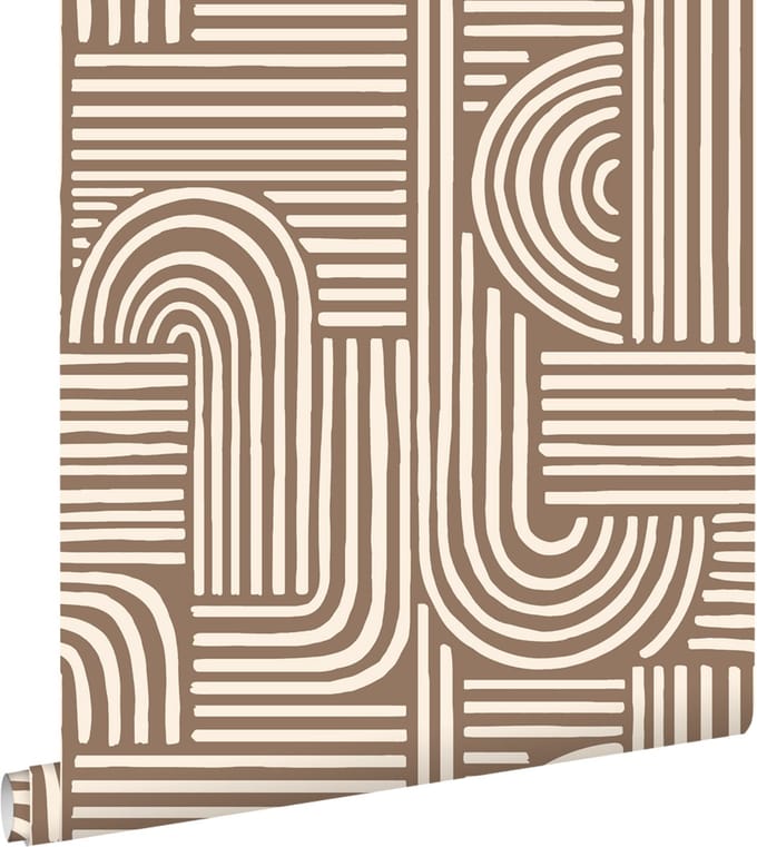 ESTAhome behang grafisch 3D motief bruin - 50 x 900 cm - 131699