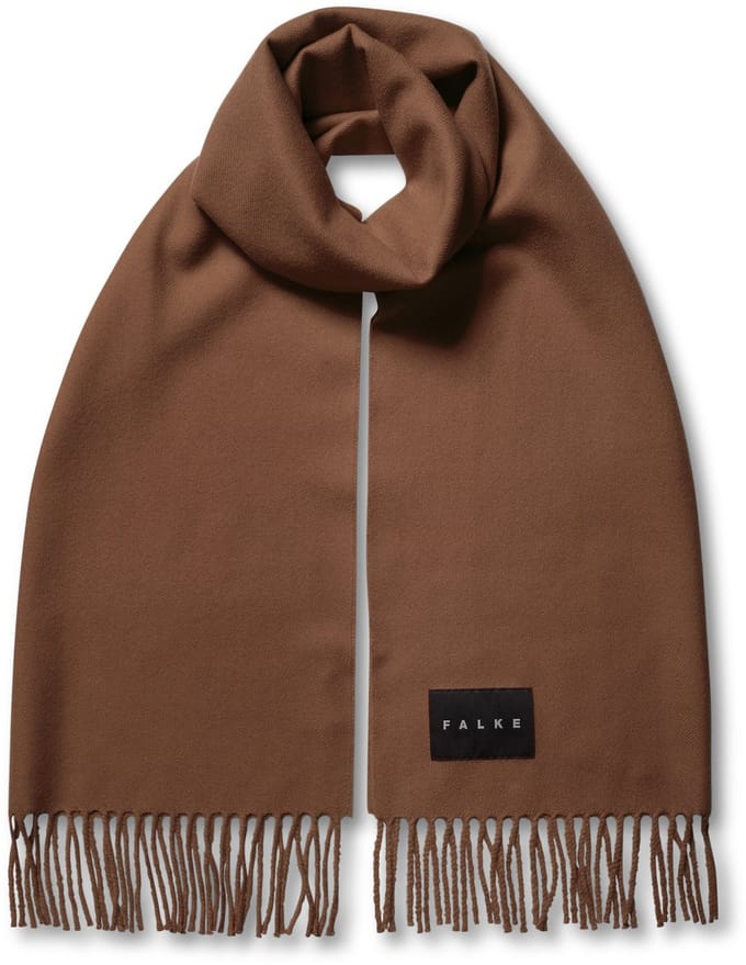 FALKE Basic Stola With Fringes sneldrogend warm wol wintersjaal unisex bruin - maat ONESIZE