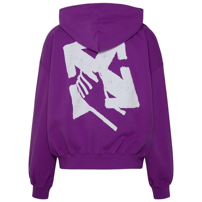 Gebroken wit handpijlontwerp Boxy Fit paarse oversized hoodie