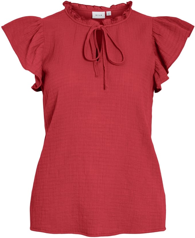 VILA - VILANIA O-NECK S/L FRILL TOP/VOL - Dames - Blouses