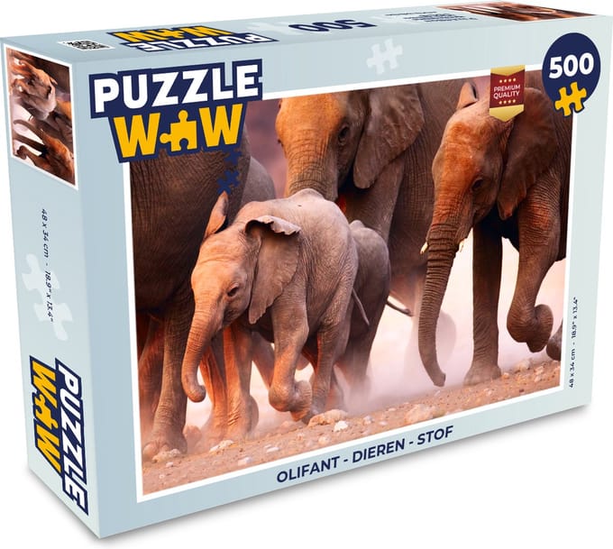 Puzzel Olifant - Dieren - Stof - Legpuzzel - Puzzel 500 stukjes
