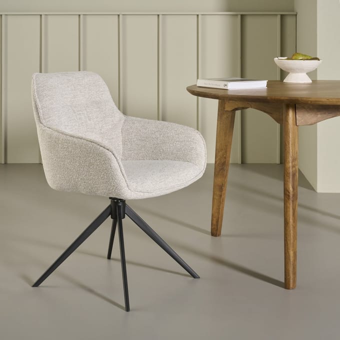 Eetkamerstoel Look - Stof - Beige - 62 x 84 x 61 cm (BxHxD)