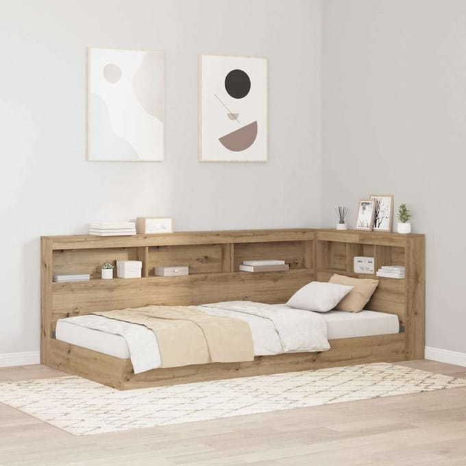 vidaXL - Opberghoofdbord - Artisan - Eiken - Bewerkt - hout