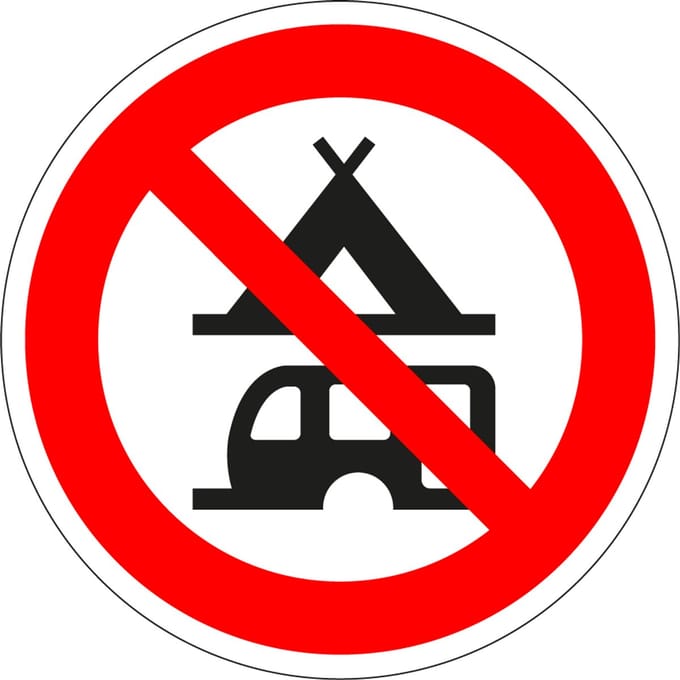 Verboden te kamperen sticker 150 mm