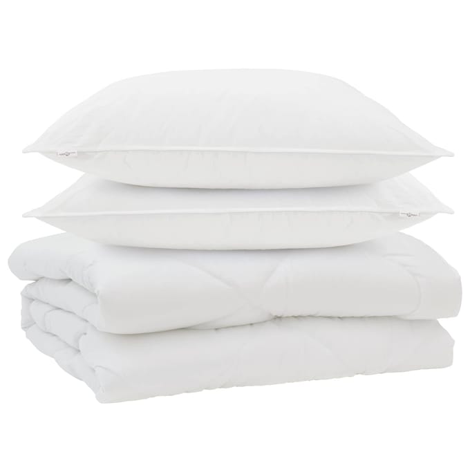 vidaXL - Dekbed - met - kussen - 3 - st - Wit - Microvezel