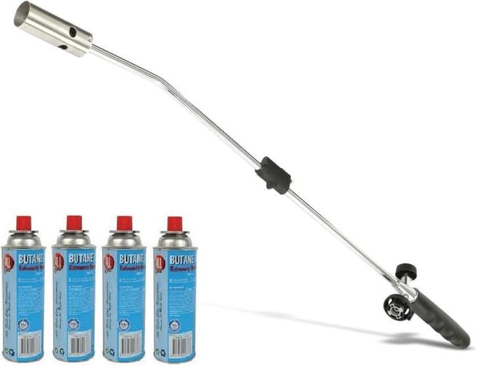 Onkruidbrander met Gasflessen - Regelbare gastoevoer - Inclusief 4 Gasflessen