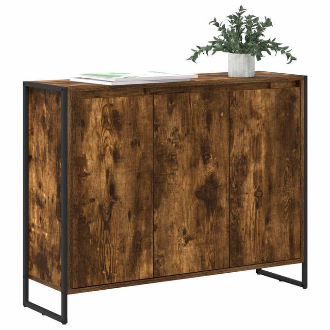 vidaXL - Bijzetkast - Gerookt - eiken - 96,5 - x - 30 - x - 75 - cm - Bewerkt - hout