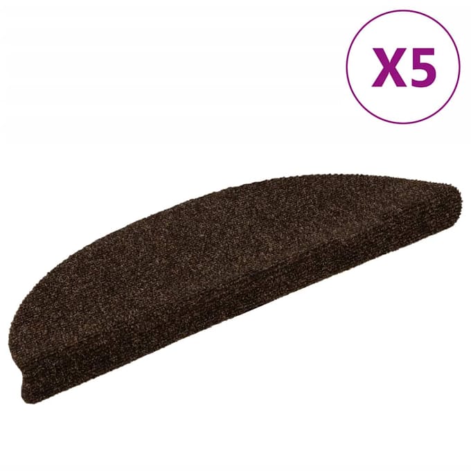 vidaXL - Trapmatten - Zelfklevend - 5 - stuks - 56x17x3 - cm - Bruin - Halfrond