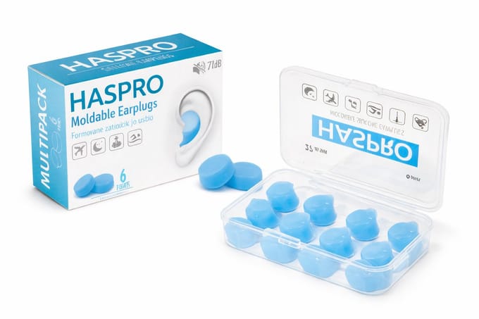 HASPRO Moldable Silicone Oordopjes – 6 Paar – SNR 27 dB - Blauw