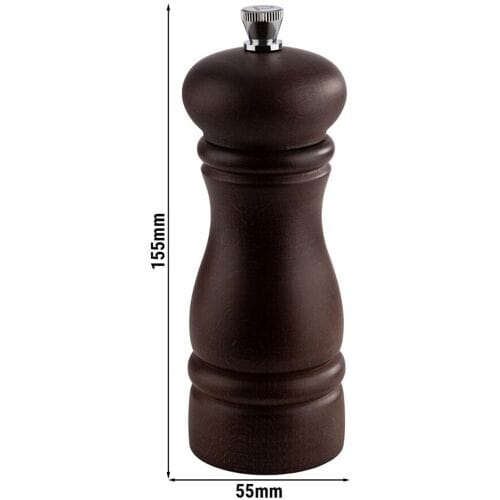 GGM Gastro (6 Stück) Pfeffermühle - ETERNAL - Holz - Höhe: 155mm - Braun