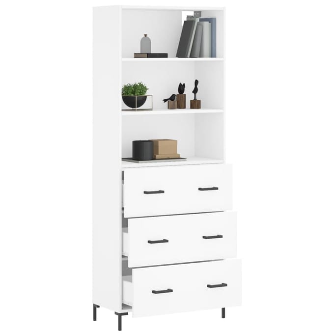 vidaXL - Hoge - kast - 69,5x34x180 - cm - bewerkt - hout - wit