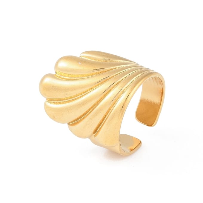 Ring stainless steel chuncky wave bohemian, one size ring, goudkleurig, 100% waterproof, verstelbare ring, cadeau