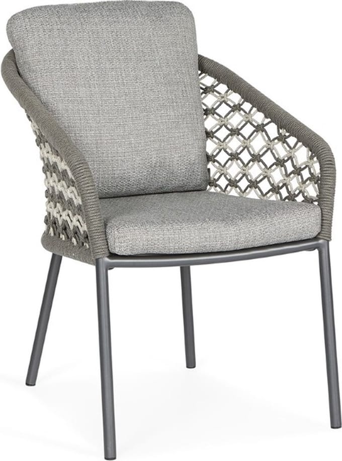 SUNS Nappa dining chair matt royal grey/mix macrame carbon grey/light anthracite