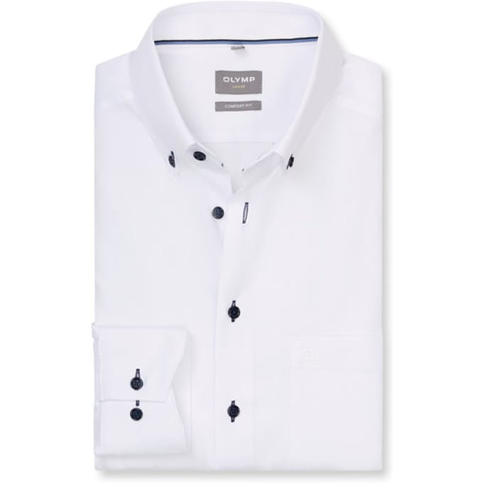 OLYMP Luxor Overhemd, Comfort Fit, Button-down, Wit