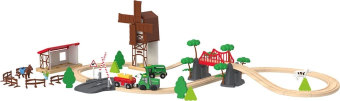 Playtive houten treinbaanset Boerderij 43 delig