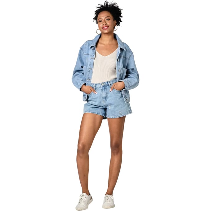 Damesjas van oversized denim F.A.M. Paris Vicky Embro