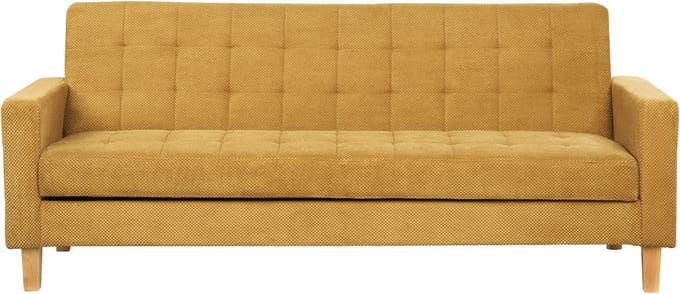 VEHKOO - Slaapbank 3-zits - Mosterdgeel - Polyester