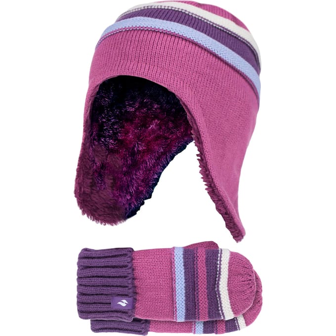Heat Holders - Pom Pom Muts En Wanten Set Voor Meisjes - Rode Violet