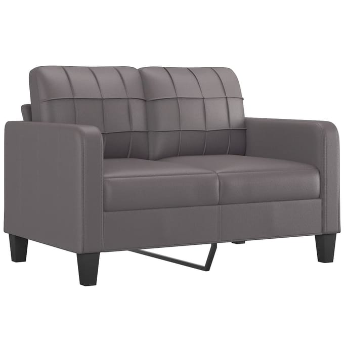 vidaXL - 2-delige - Loungeset - met - kussens - kunstleer - grijs