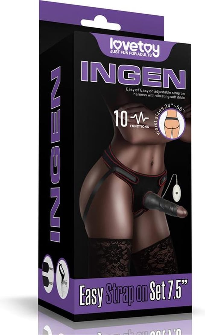 Adjustable Strap on with Dildo 10 Vibrations 7.5